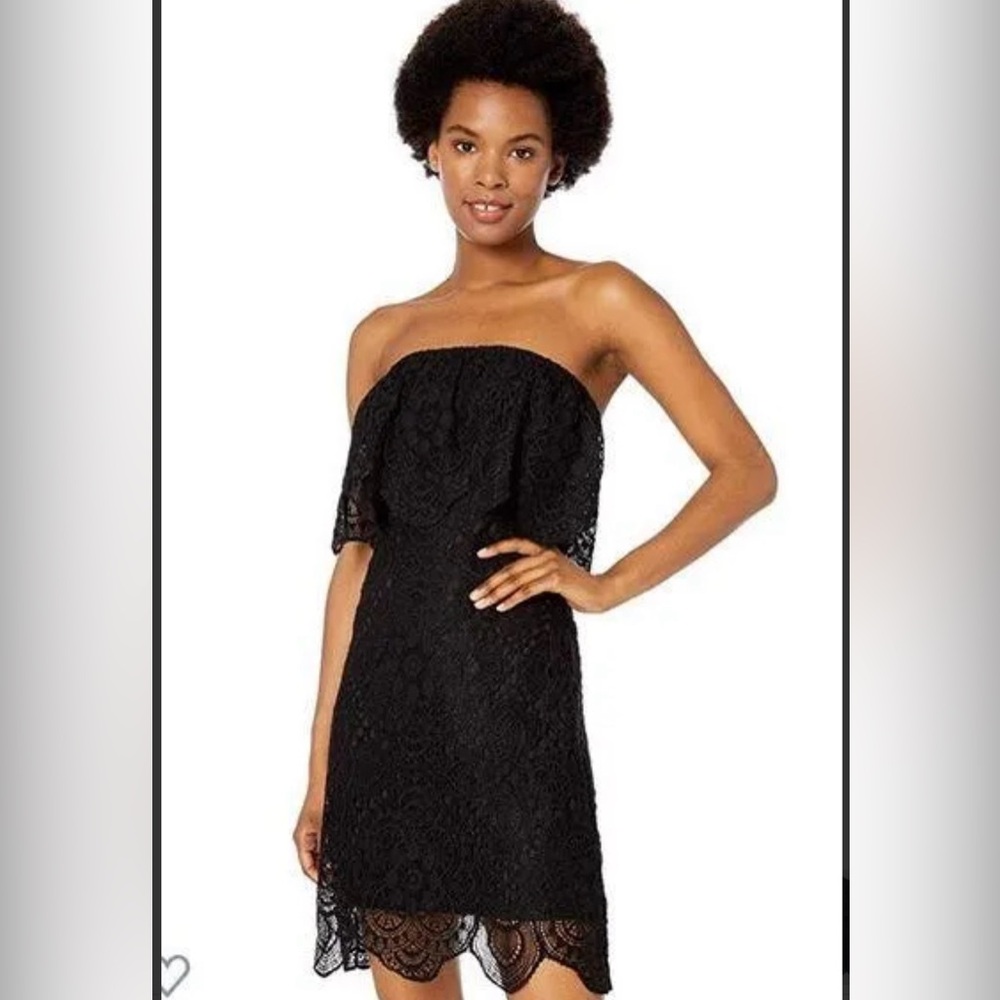 Elegant DB Dakota Black Strapless Lace Dress